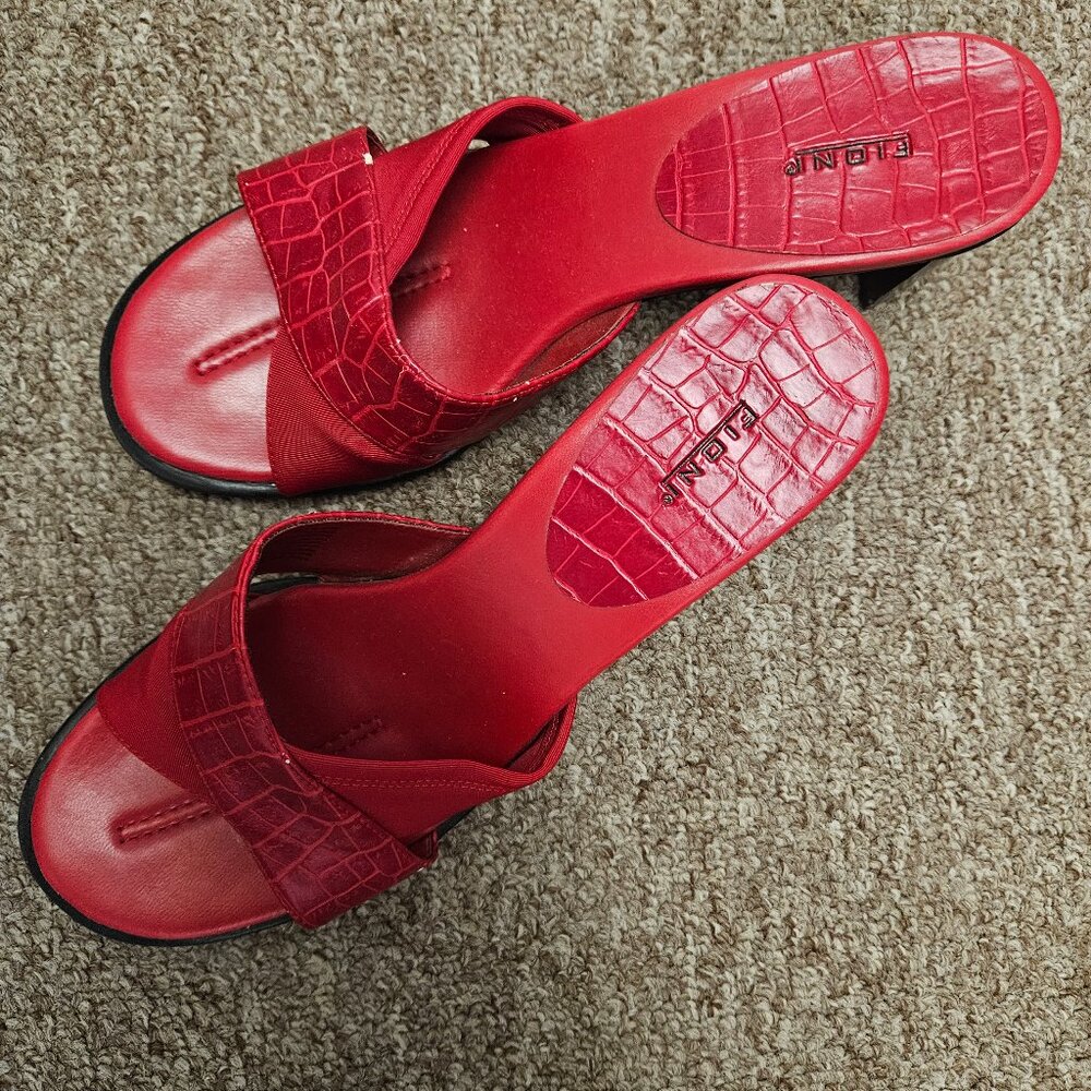 FIONI red slide heels: womens 7-1/2 wide